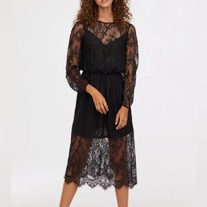 H&M Black Lace Midi Dress
